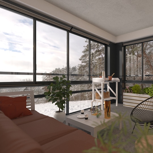 Åssiden Strand borettslag i Drammen har besluttet å montere innglassede balkonger med integrert varmepunpe i leilighetene.